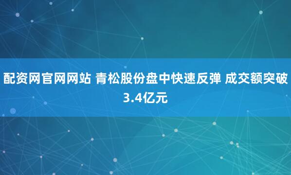 配资网官网网站 青松股份盘中快速反弹 成交额突破3.4亿元